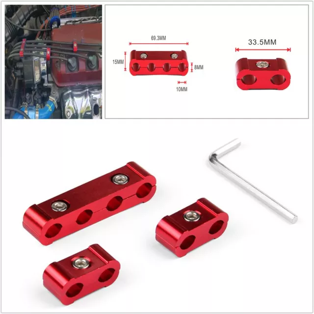 3Pcs Aluminum Car Engine Spark Plug Wire Separator Divider Organizer Clamp Kit