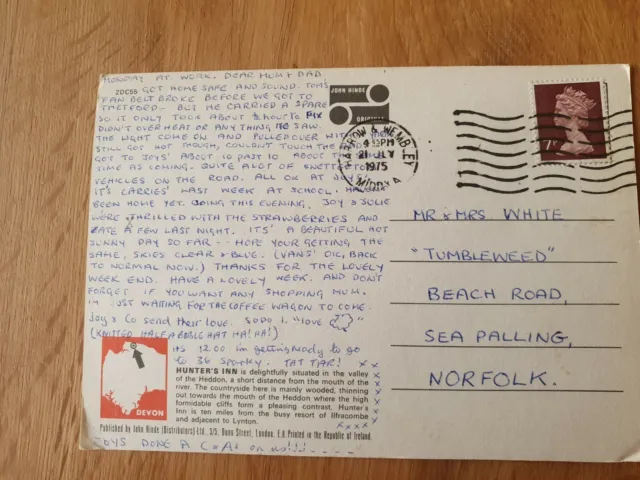 Genealogy Postcard Mr Mrs White "Tumbleweed" Beach Road Sea Palling Norfolk