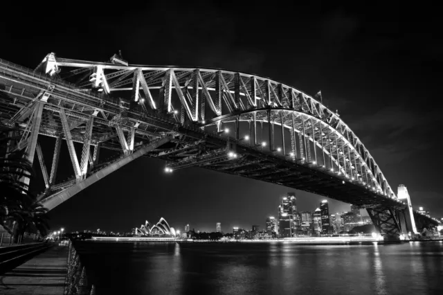 CANVAS  landscape art print SYDNEY   opera house black white