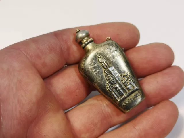 Old Russian Miniature Perfume Bottle 875 Silver Flask USSR "Kharkiv city Ukraine