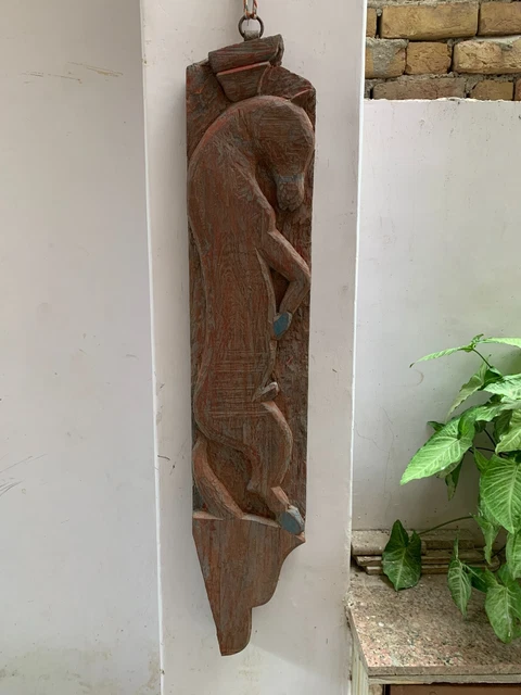 old animal plaque distressed home decor Wooden carved  panel wall hanging