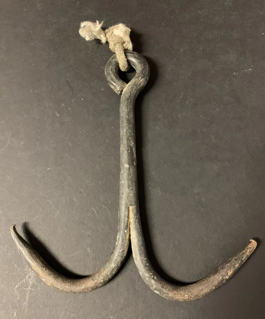 Antique Hand Forged Wrought Iron Grappling Hook Trap Drag Anchor 2 Prong 2