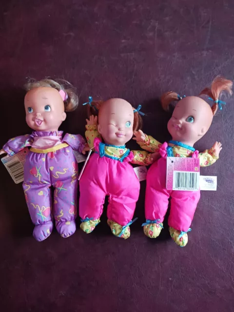 3x Lot Funtime Tumbles Surprise Headstand Surprise 1990's Toy Biz Weighted Dolls