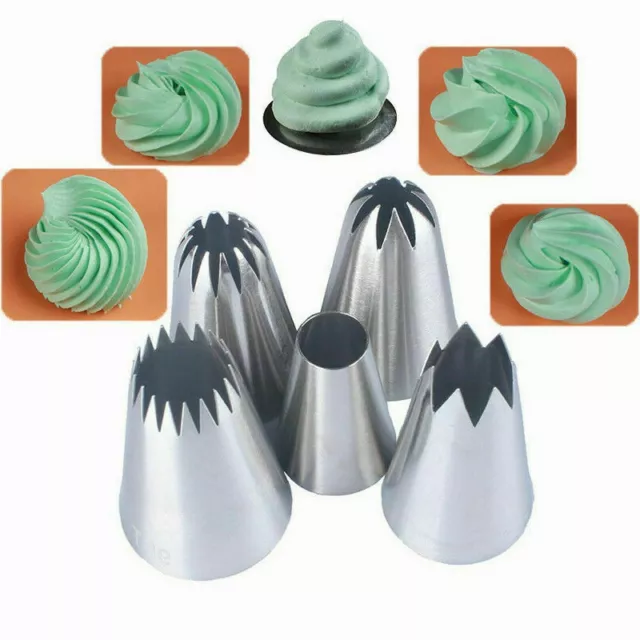 5Pcs Large Icing Piping Nozzles Pastry Tips Cake Decor DIY Baking Tools Set