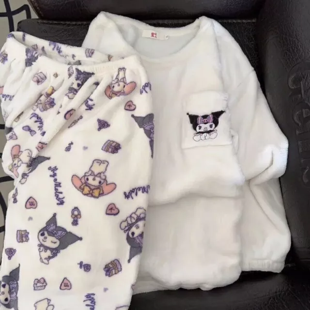 Hello Kitty Pochacco Kuromi Bellissimo Pigiama Flanella Set Abbigliamento Regali per Ragazze# 2