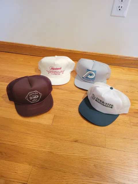 Vintage Trucker Snapback Hats Lot of 4 Advertising Foam Retro Caps