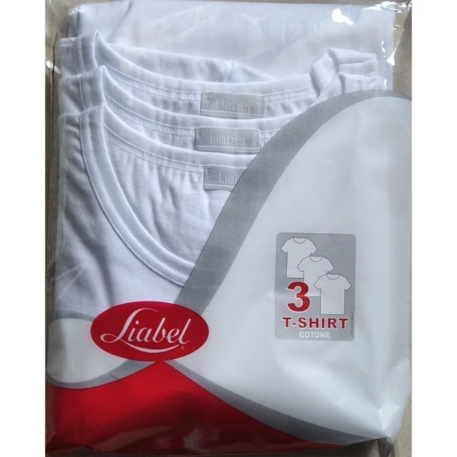 PACK 3 o 6 T-SHIRT UOMO LIABEL COTONE 100% BIANCO MAGLIA GIROCOLLO  LAVORO SPORT