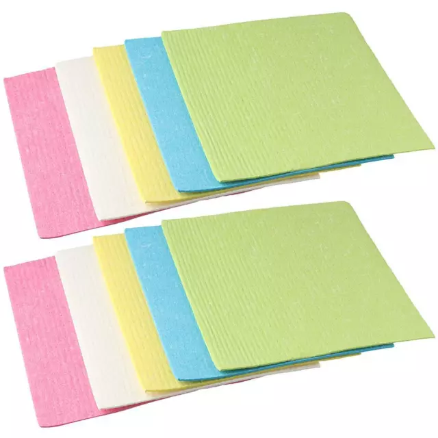 10Pcs Reusable Cellulose Sponge Cloths Swedish Dish Towels  for Kitchen Bathroom