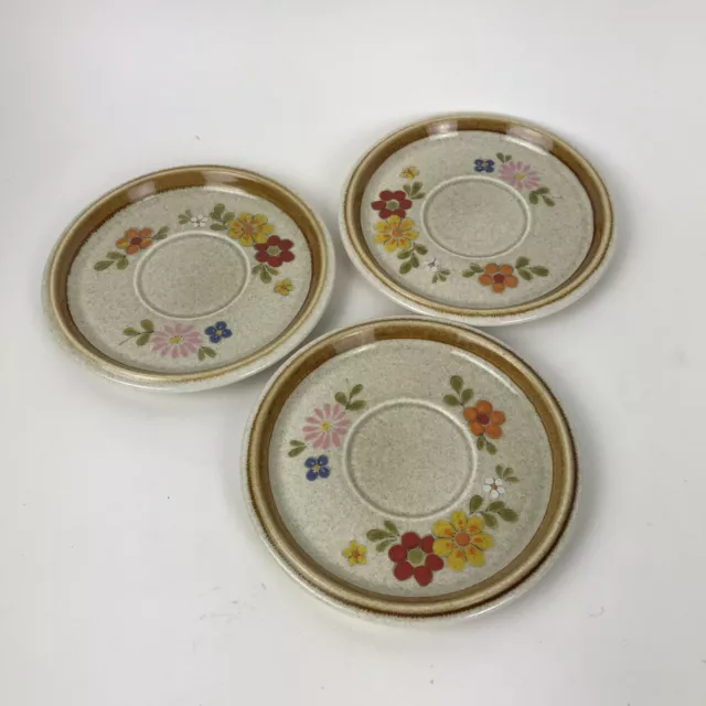 Vtg Mikasa Stone Manor F5813 FLORIBUNDA Saucer Plates lot of 3 retro Japan 2