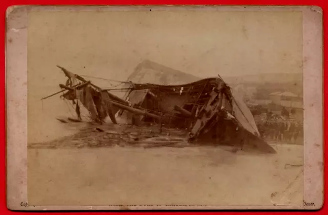 Real Photo Cabinet Card Unidentified Shipwreck, Beached  White Cliffs Dover Kent