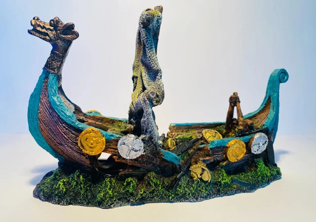 25 cm Dragon Viking Shipwreck Aquarium Fish Tank Ship Ornament VSX1