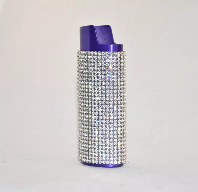 Handmade Purple Lighter Cover Sleeve with Crystal Rhinestones LSPC-1 2