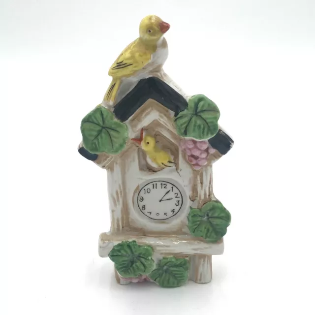 Vintage Cuckoo Clock Design Yellow Birds Wall Pocket Decor Japan