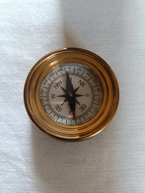 Boussole Laiton Nautique Vintage – Reproduction Militaire Marine, Faite Main Inde