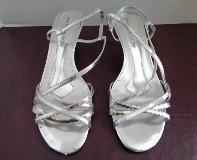 Bandolino Women's Dress Heels Open-Toe Silver Strappy Sandals Size 8 M