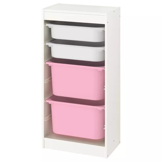 IKEA TROFAST storage combination with boxes 46x30x94 cm white/white pink