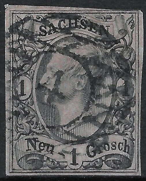 Sachsen Nummernstempel ~ N4 Leipzig Bahnhof ~ MiNr. 9 ~ 1 Ngr.
