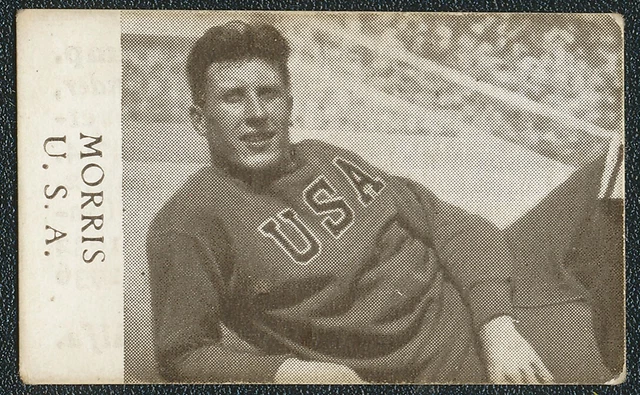1936 Glenn Morris Usa Decathlon Gold Medal Alfa Olympic Skylt Card #64