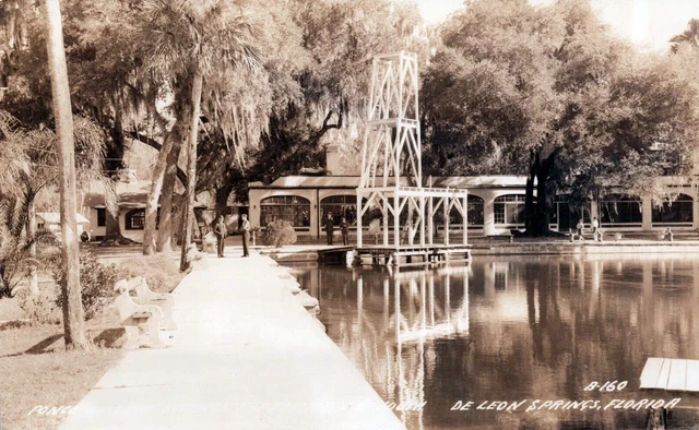 Rare RPPC  Postcard "1941 De Leon Springs Florida Brown Tint" w/stamp
