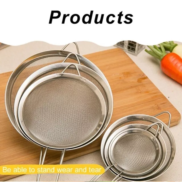 S/M/L Stainless Steel Kitchen Handle Seive Fine Mesh Tea Strainer Sifter Ni`UK