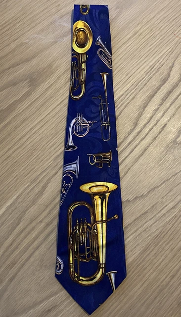 Steven Harris Tie With a Jazz Music Theme,  Trumpet, Trombone, Tuba Polyester