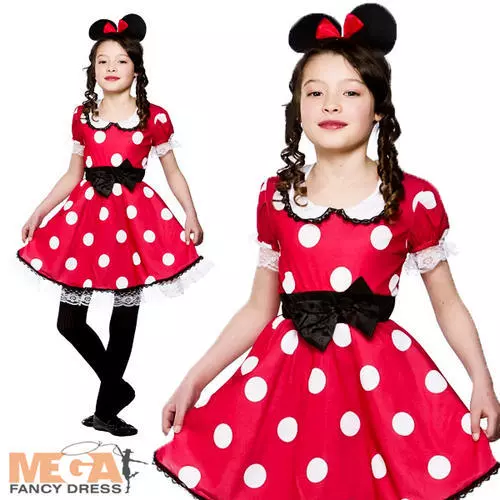 Mouse Girl Fancy Dress Kids Childs Minnie Animal Childrens Costume Ages 3-10