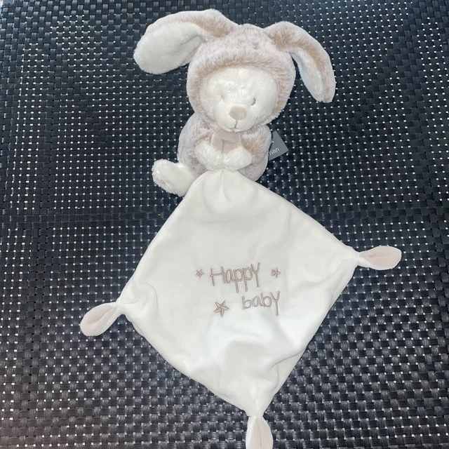 Ca6 Doudou Plat Mouchoir Orchestra Premaman Ours Lapin Happy Baby Etoiles Blanc
