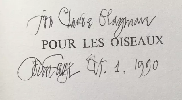 EO 1976 ENVOI dédicace  JOHN CAGE: POUR LES OISEAUX signed & inscribed