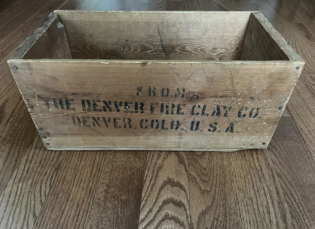 Vintage Denver Fire Clay Company Wooden Box Crate - 18x9x8