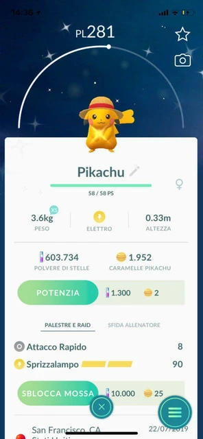 SHINY PIKACHU ONE piece straw hat Pokemon Go limited edition very