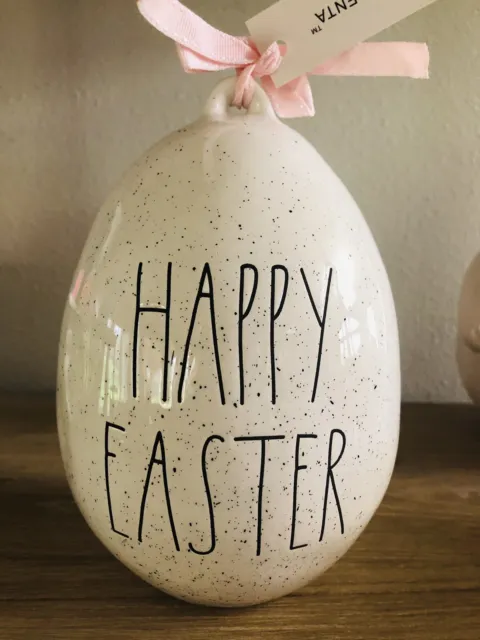 🐣New Rae Dunn Ceramic “HAPPY EASTER” 6.5’ Speckled Easter Egg Table Decor🔥