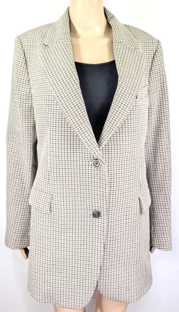 Theory Super Cinch Houndstooth Fremont Plaid Lined Blazer,Longline, Sz 10, EUC,