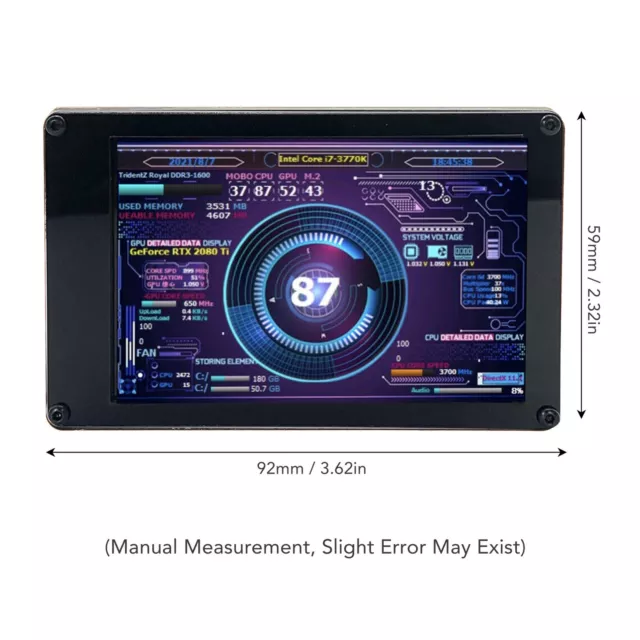 Computer Temp Monitor 3.5in IPS USB Mini Screen AIDA64 PC CPU RAM Data Monit TDM