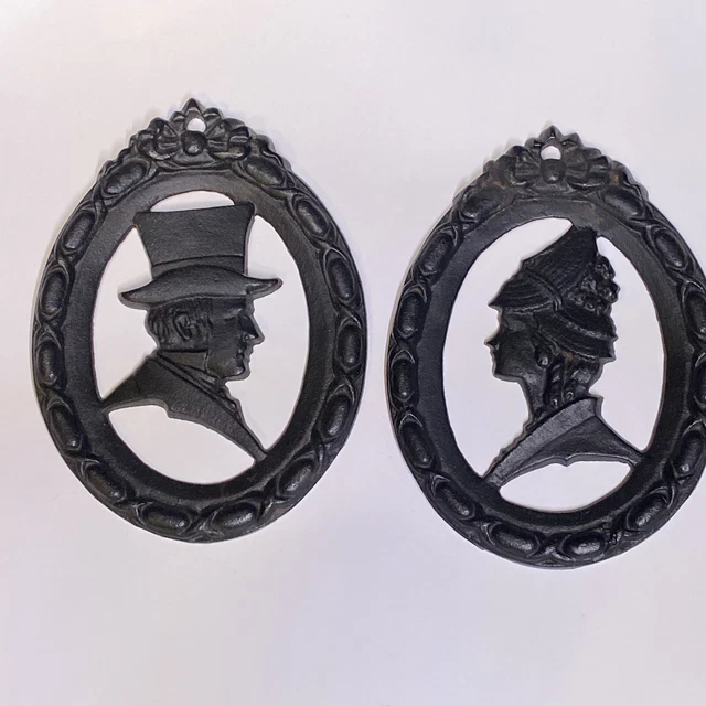 Vintage Pair Of Cast Iron  Silhouettes. Wilton, Victorian 3.5" x 5