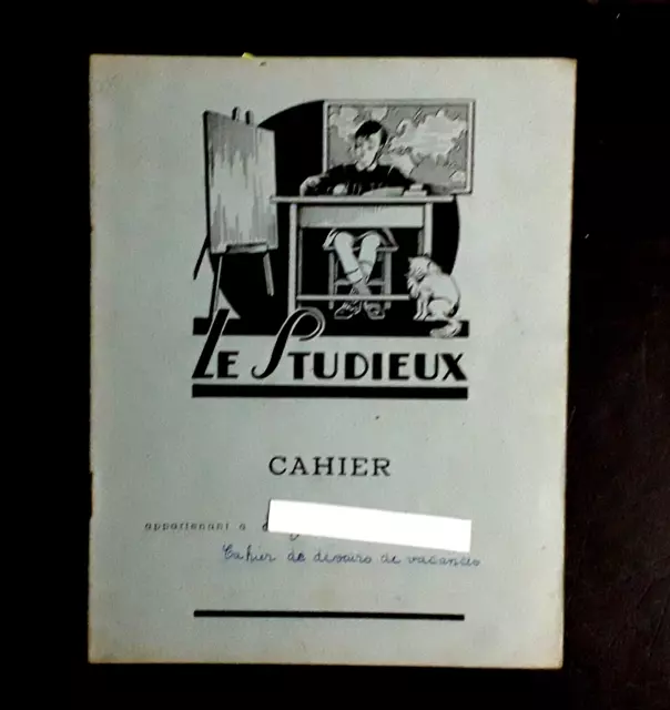 ancien CAHIER DE DEVOIRS DE VACANCES  - aout 1945