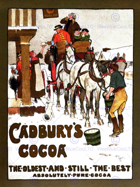 Advert Food Drink Cocoa Horse Carriage Steam Snow Fine Art Print Poster Bb6947