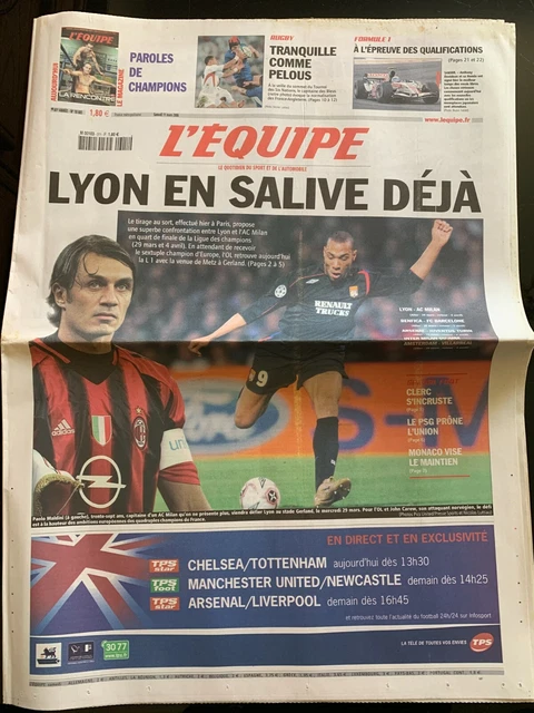 L'Équipe Du 31/03/2007 – Finale Coupe De La Ligue Lyon – Bordeaux