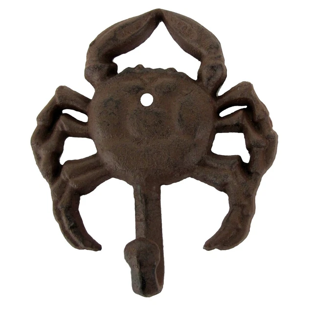Cast Iron Wall Mount Nautical Decor Crab Hook coat hat key ring bath towel rack