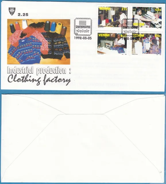 Venda (RSA) 1992 SOUTH AFRICA FDC FIRST DAY COVER Industrial Production Clothing
