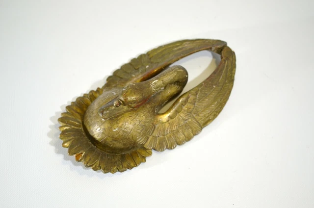 BOIS sculpté doré RARE CYGNE XIXe décoration murale