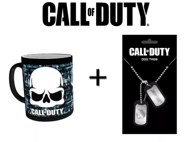 Call of Duty Zaubertasse Kaffeetasse Tasse + Dog Tags Hundemarke Skull NEU