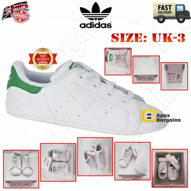 Adidas Originals Stan Smith Crib Synthetic Baby Trainers Shoes Sneaker Size UK 3