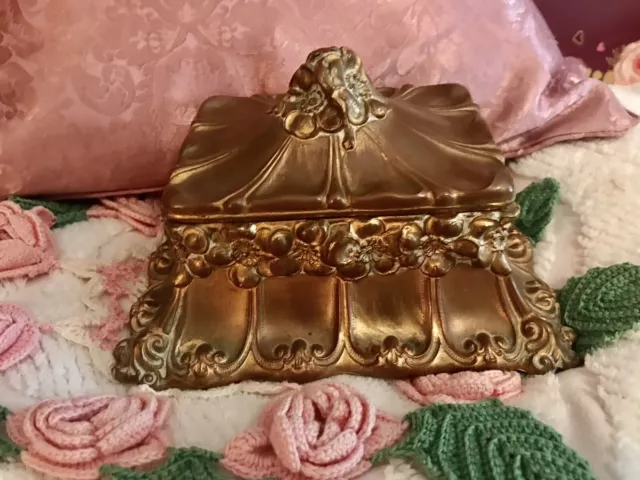 Vintage Art NOUVEAU Jewelry Casket Box Trinket LRG Unique Antique Christmas Gift