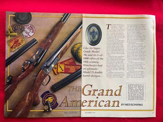 Vintage 1991 Magazine Article/Print Ad Winchester Model 21 Historical Article