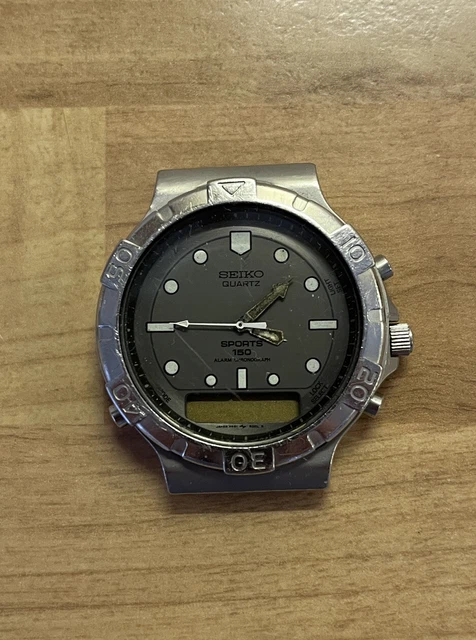 OROLOGIO VINTAGE SEIKO Uomo Tonneau Tank 7N32-0CS0 Oro 50M Arabo RARO