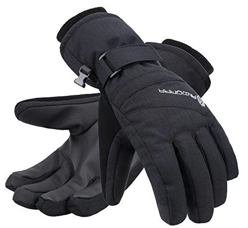 ANDORRA Womens Gloves Winter Waterproof Touchscreen Ski Gloves Black L