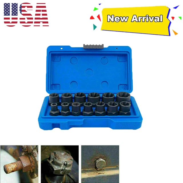 13Pcs Twist Socket Set Damaged Lug Nut Lock Remover Extractor Tool SAE Metric