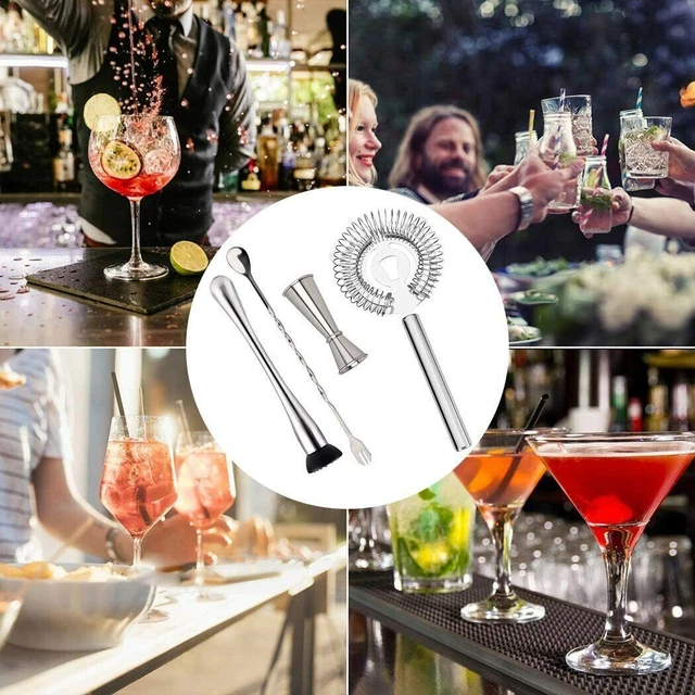 Cocktails Tools Stainless Steel Spoon Jigger Strainer Muddler Bar Mojito
