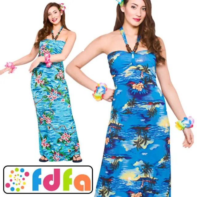 LADIES HAWAIIAN COSTUME Tropical Beauty Fancy Dress Womens Beach Hula Luau  Party £22.75 - PicClick UK
