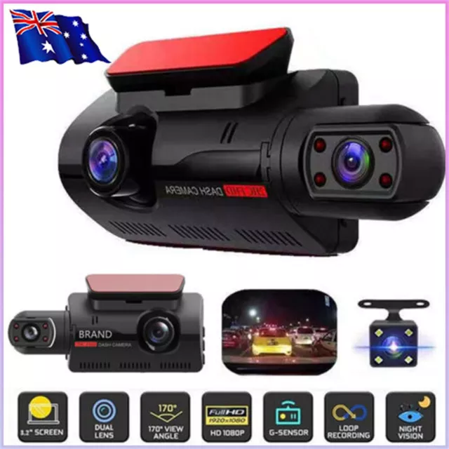 3" Lens Dash Cam Camera Front and Rear G-sensor Recorder HD 1080P Car DVR Video